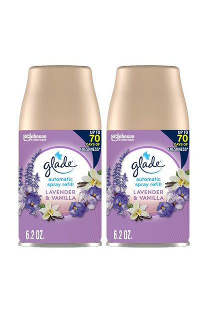 Glade Automatic Spray Refill, Air Freshener for Home and Bathroom, Lavender & Vanilla, 6.2 Oz, 2 Count