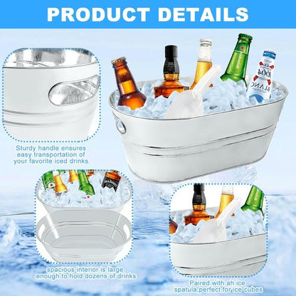 4Pcs 3 Gallon Galvanized Bucket Ice Bucket Large Metal Drink Buckets for Parties Beer Beverage Tub with Scoops for Champagne Cocktails Wine Cooling for Mimosa Bar Supplies