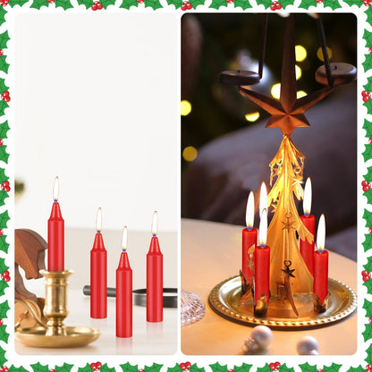 Nuanchu Christmas Pyramids Candles - 200 Pcs Traditional Wax Candles for Holiday Decor | 2.91 x 0.55 Inches