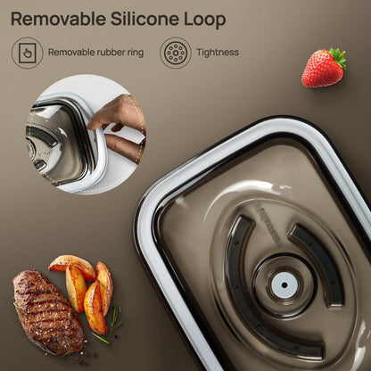 Vakumar 2PCS Vacuum Seal Food Storage Containers Vacuum Sealer containers Fresh Save & Keep the Flavor, Square, BPA-Free, Leak Proof, Lid with Lock - Dishwasher, Freezer & Microwave Safe