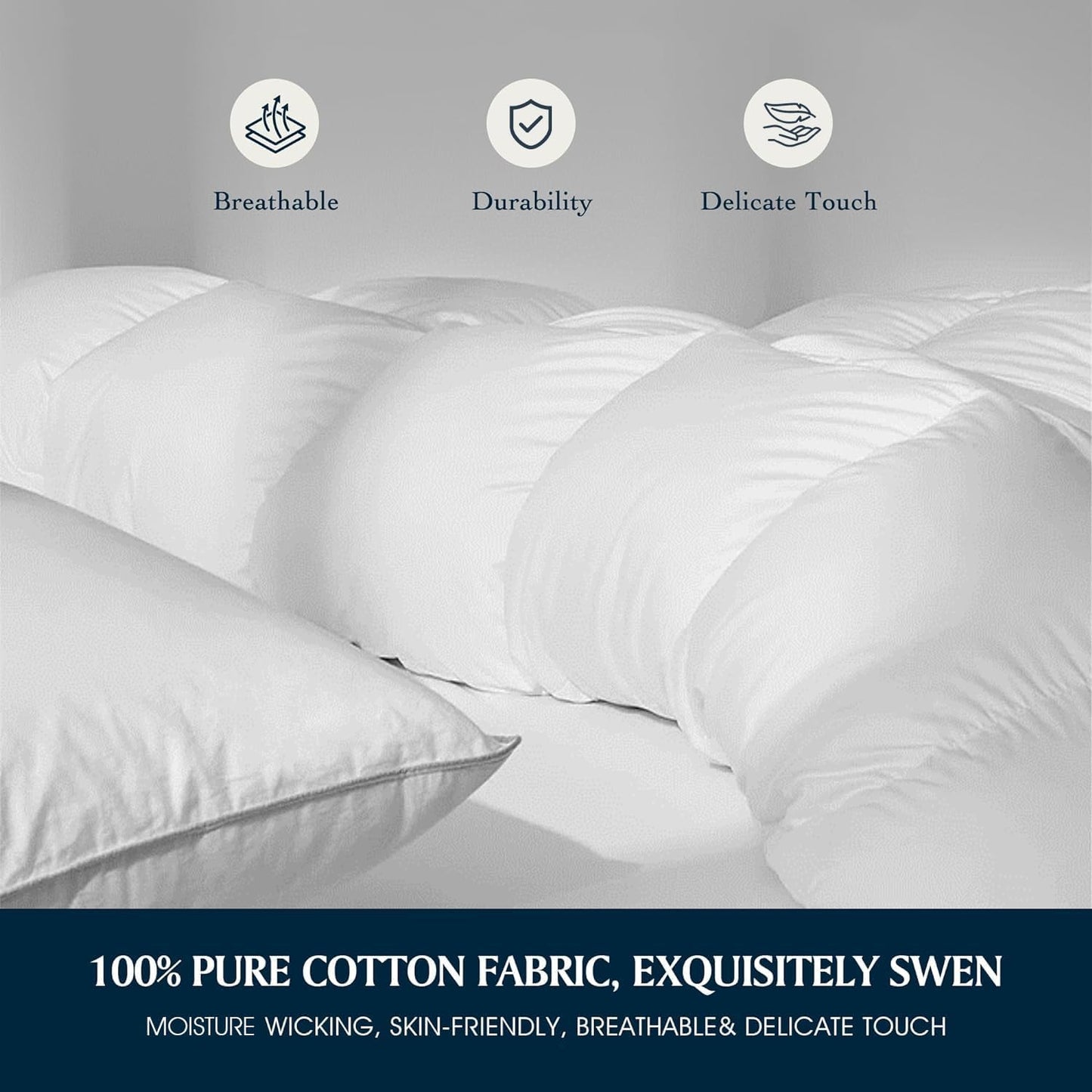 Serta Goose Feather Down Comforter - Luxury Hypoallergenic King Size Duvet Insert | 100% Cotton, Medium Warmth, 106 x 90 Inch, White
