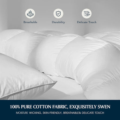 Serta Goose Feather Down Comforter - Luxury Hypoallergenic King Size Duvet Insert | 100% Cotton, Medium Warmth, 106 x 90 Inch, White