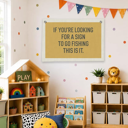 Funny Fishing Wall Decor - Rustic Cabin Wall Art for Camping - 30x20 - Variation: Fishing