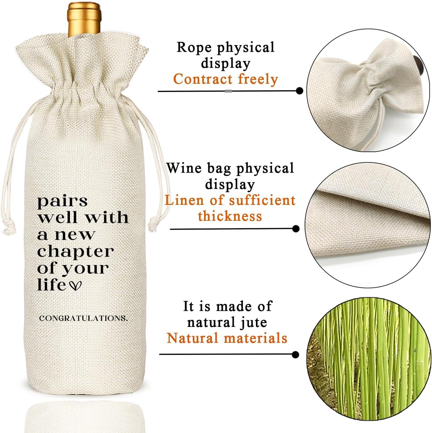 TBITON New Job Gifts, Farewell Gifts for Coworkers,New Beginning Gifts, Wine Gift Bags Going Away Gift for Friends Coworker Boss, Pairs Well With A New Chapter of Your Life (Beige-NEW JOB02)