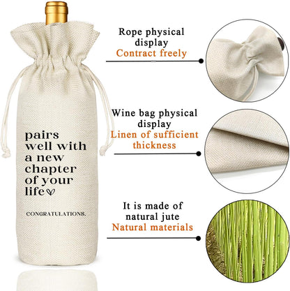 TBITON New Job Gifts, Farewell Gifts for Coworkers,New Beginning Gifts, Wine Gift Bags Going Away Gift for Friends Coworker Boss, Pairs Well With A New Chapter of Your Life (Beige-NEW JOB02)