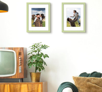 Upsimples 8.5x11 Picture Frame - Versatile Display for 6x8 Photos with Mat or 8.5x11 Without - Green, 1 Pack