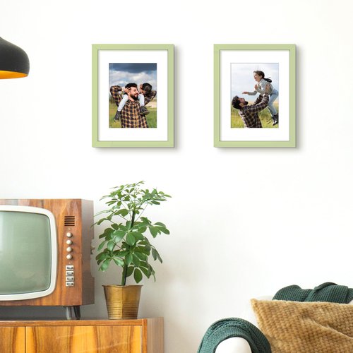 upsimples 8.5 By 11 Picture Frame, Display Pictures 6x8 with Mat or 8.5 x 11 Without, Wall Hanging Photo Frames, Green, 1 Pack