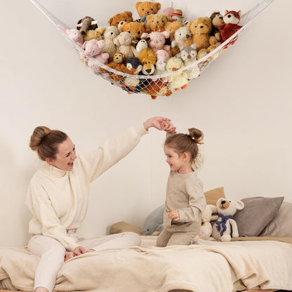 Skiennix Stuffed Animal Storage Hammock - Large Corner Net for Plush Toy Organization | Cute Nursery Decor