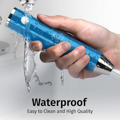 Zulay Kitchen Rechargeable Milk Frother Handheld Lux - Powerful 2-Speed Motor, Waterproof, 2000mAh Battery - Drink Mixer for Latte, Cappuccino, Matcha & Protein Powder - Metallic Blue