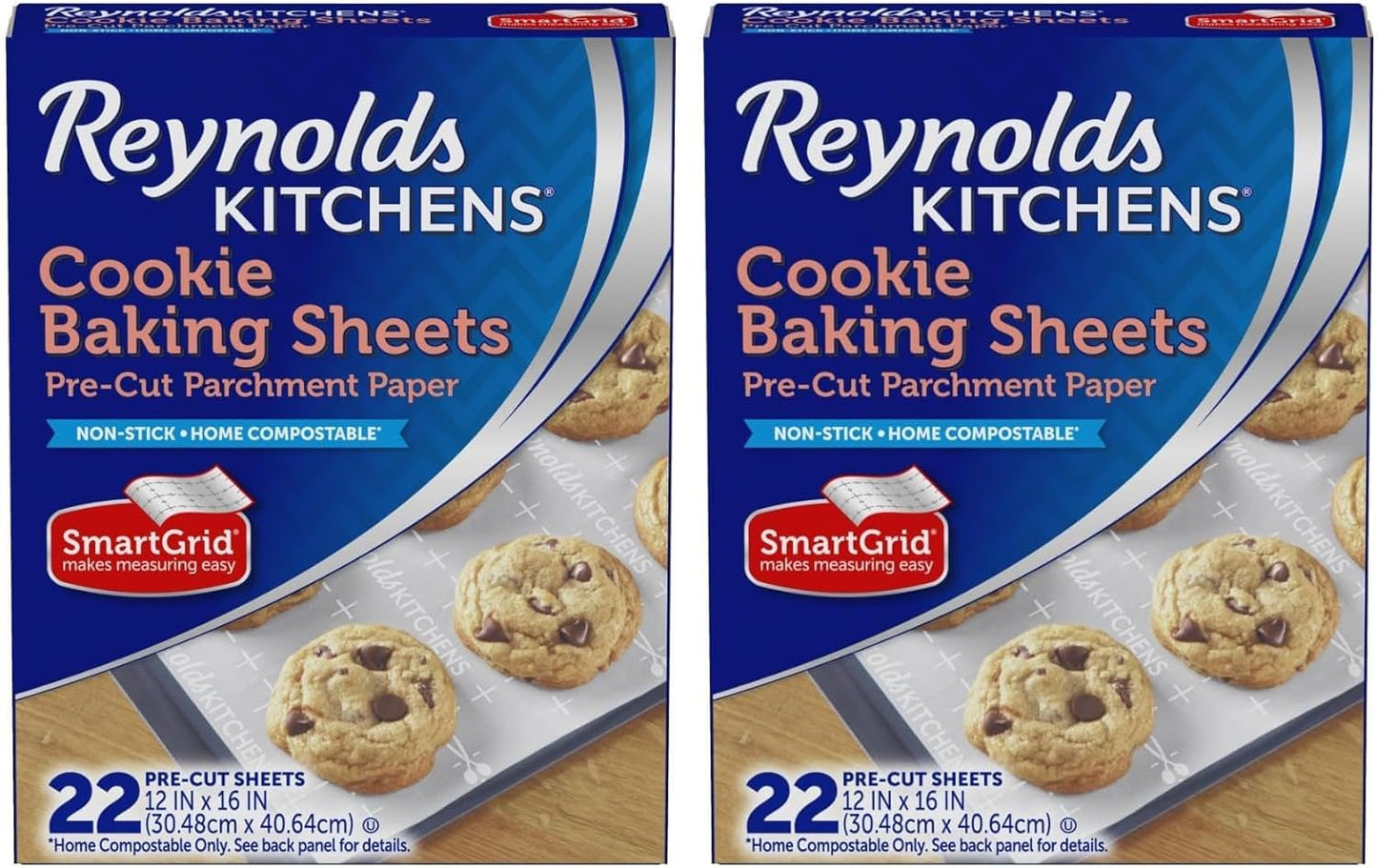 Reynolds Kitchens Baking Parchment Paper Sheets - Pre-Cut, Oven-Safe, No-Mess Cleanup | 12x16 in, 22 Count (Pack of 2)