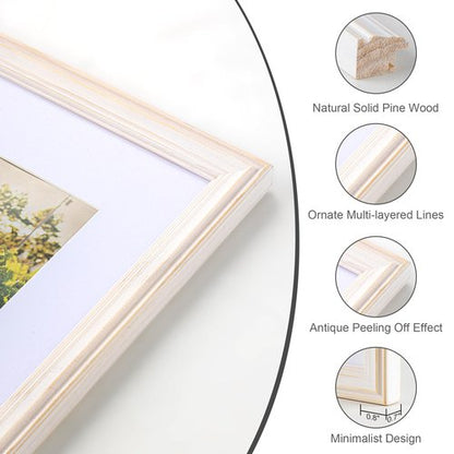 Axeman 18 x 24 Poster Frame, Natural Solid Wood 18x24 Frame for Wall Display, 24 x 18 Poster Frame with Tempered Glass, 18 x 24 Picture Frame with Mat for 16x20, 18x24 Wood Frame, White