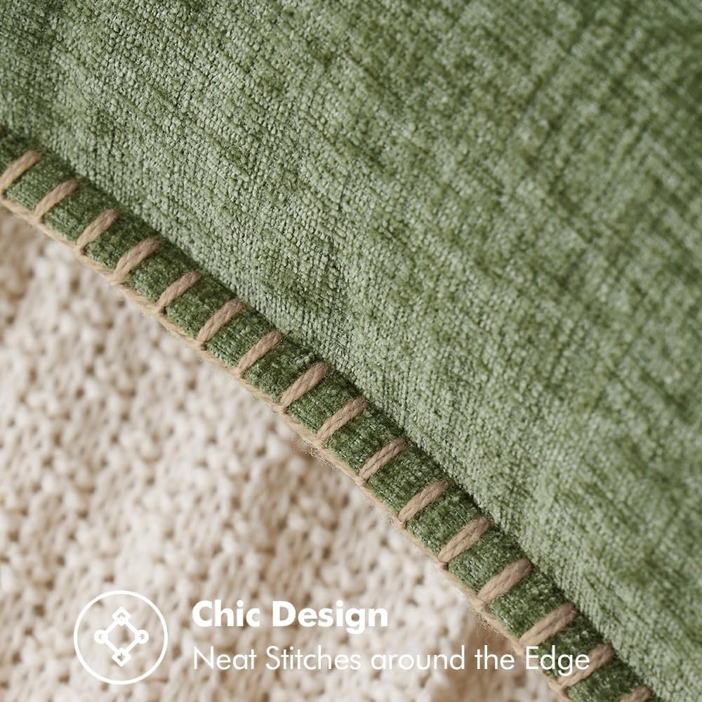 MIULEE Couch Throw Pillow Covers - 18x18 Inch Sage Green Chenille Decorative Covers for Living Room | Set of 2