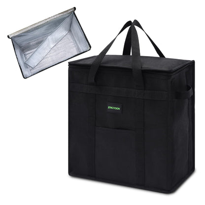 JUNGYOON Reusable Grocery Bags, Insulated Cooler Bag with Zippered Top Durable Shopping Bags Ideal Food Delivery Bags for Freshness Convenience M