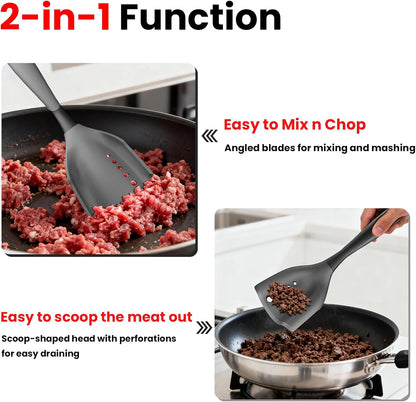 Meat Chopper Spatula by [Brand Name] - Heat Resistant Hamburger Masher Tool | Non-Stick Ground Beef Grinder in Black