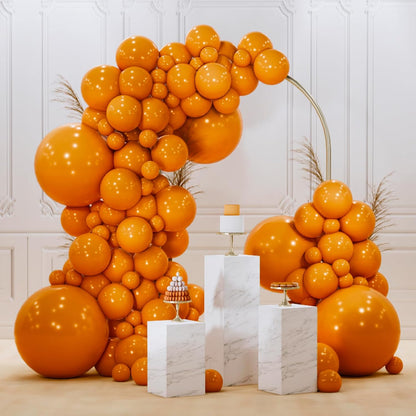PartyWoo Burnt Orange Balloons - 140-Piece Terracotta Fall Balloon Arch Kit | 5-18 Inch Sizes for Thanksgiving & Halloween Decor