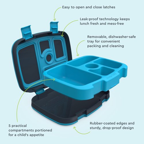 Bentgo Kids Prints Bento-Style Lunch Box - Leak-Proof, 5 Compartments, Durable & Dishwasher Safe (Dinosaur)