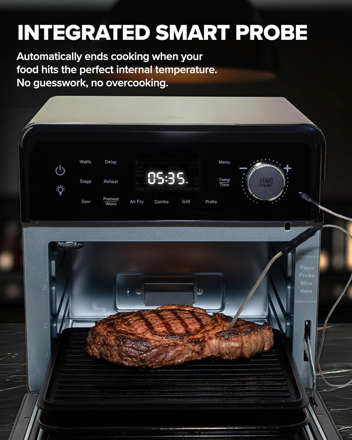 Nuwave Plug-In Grill Air Fryer Oven Combo - Even Heat & True Char Flavor | 150 Presets, Smart Probe, Stainless Steel