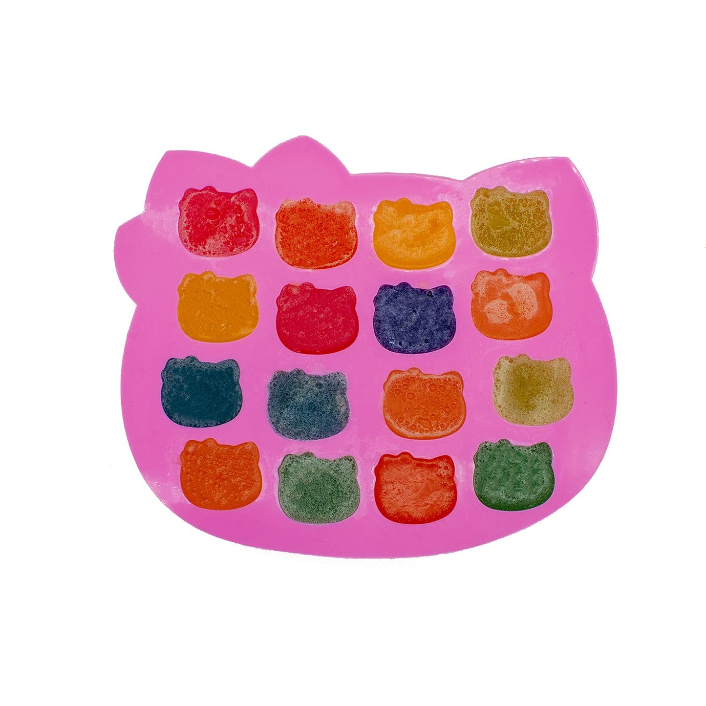 iHomeSpace 16-cavity Silicone Molds, Cute Candy Chocolate Molds for Hello Kitty Lovers Making Homemade Cake, Candy, Chocolate, Gummy, Ice, Crayons, Jelly, and More(2 PCS)