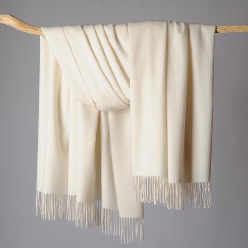 CUDDLE DREAMS Cashmere Throw Blanket - Luxuriously Soft with Fringe | Elegant Ivory Color