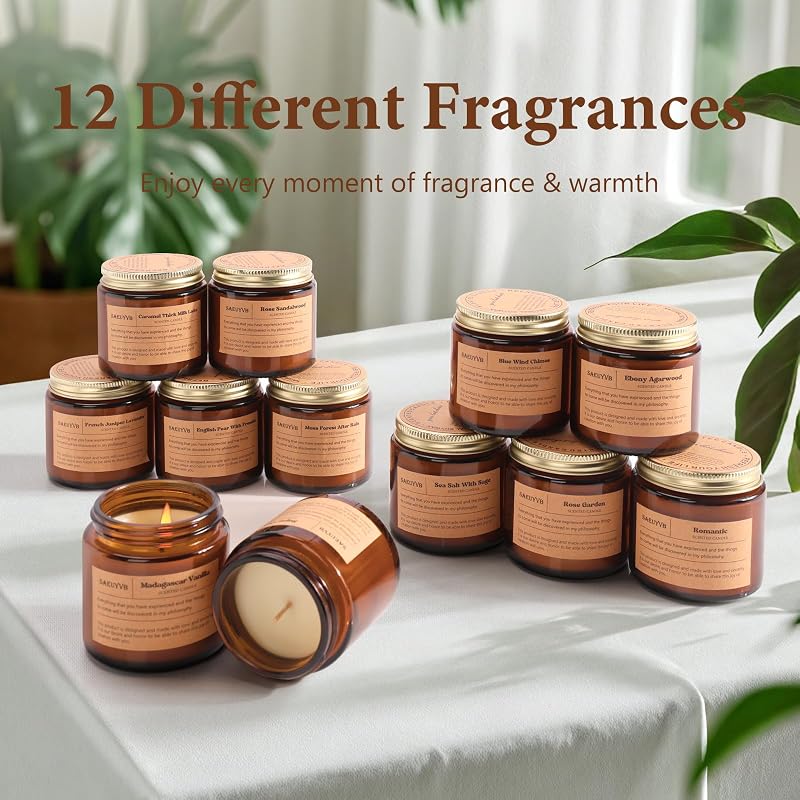 12 Pack Scented Candles Gift Set - Natural Soy Aromatherapy Candles (12 Pack)