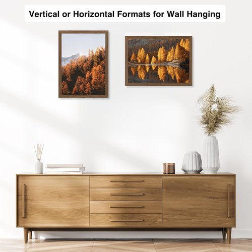 JCJMY 11x14 Picture Frame Brown for Wall Hanging, Wall Mounting Horizontally or Vertically, 11 x 14 Wall Gallery Poster Photo Frame with Shatter Resistant Plexiglass, Brown