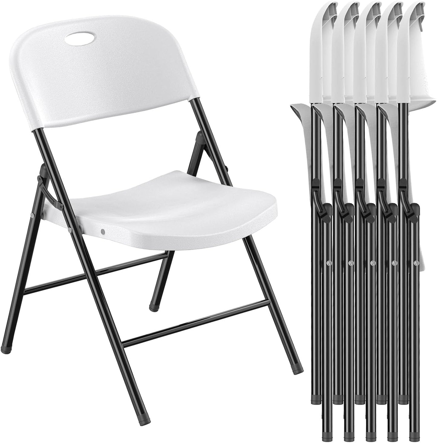 Nazhura Heavy Duty Folding Chair - 350 lb Weight Limit, Reinforced Steel Frame, White | Indoor & Outdoor Use