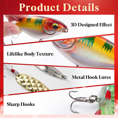 Advent Calendar 2025 Fishing Lure Set - 24 Soft & Hard Fishing Lures for Freshwater & Saltwater | Perfect Gifts for Men