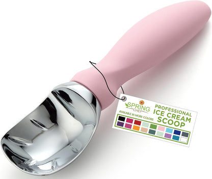 Spring Chef Ice Cream Scoop - Professional Heavy-Duty Scooper with Soft Grip Handle | Perfect for Gelato, Sorbet, Cookie Dough