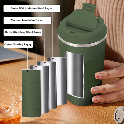 Skiennix Insulated Stainless Steel Coffee Tumbler - Reusable Hot & Iced Coffee Mug, 17 oz, Olive