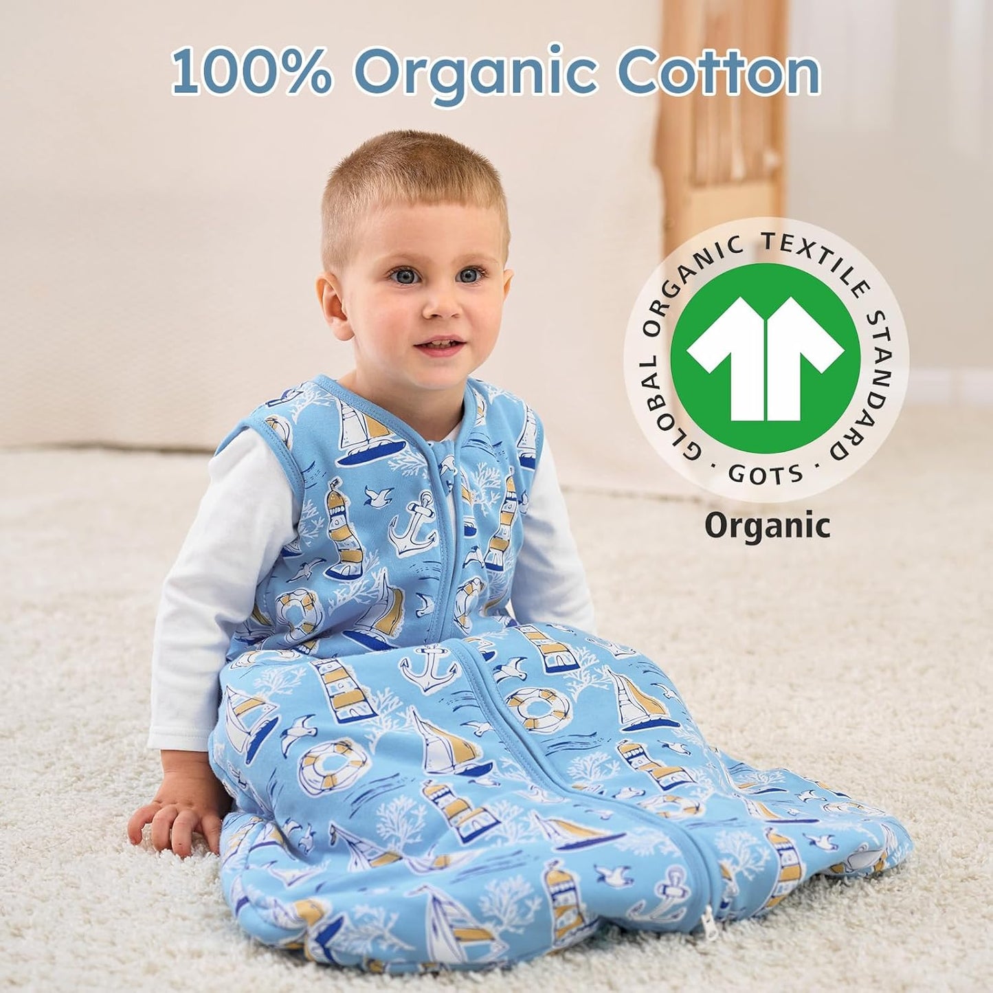Yoofoss Baby Sleep Sack - 1.5 Tog Wearable Blanket for Infants 0-6 Months | Soft Organic Cotton, 2-Way Zipper