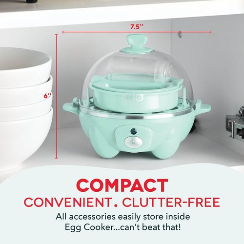 Dash Rapid Egg Cooker | Boiler, Poacher & Steamer - Holds 7 Eggs - Aqua - BPA Free & Dishwasher Safe