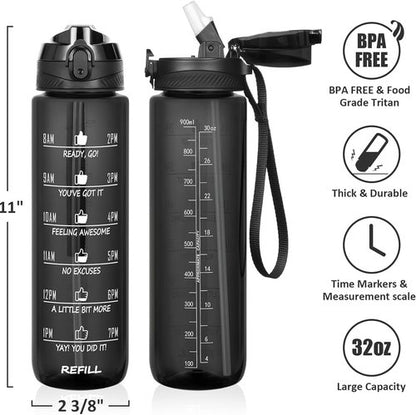 Fimibuke 32 oz Water Bottle - BPA-Free Leakproof Sport Bottle with Straw & Insulated Sleeve | Perfect Gift for Active Lifestyle