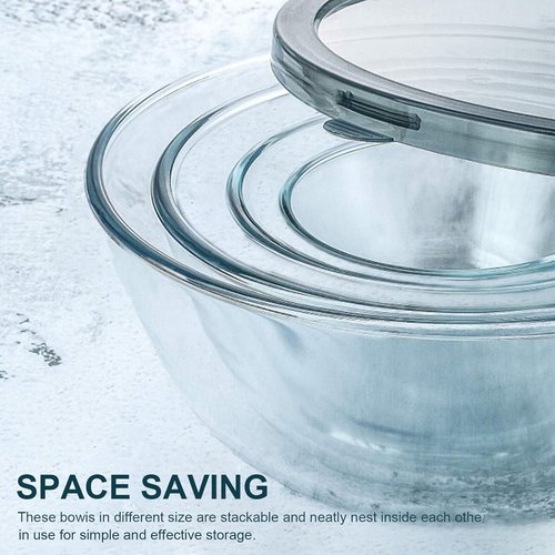 M MCIRCO Glass Mixing Bowls - 4-Pack Nesting Bowls Set for Meal Prep & Food Storage | BPA-Free, 0.8-4.8 Qt