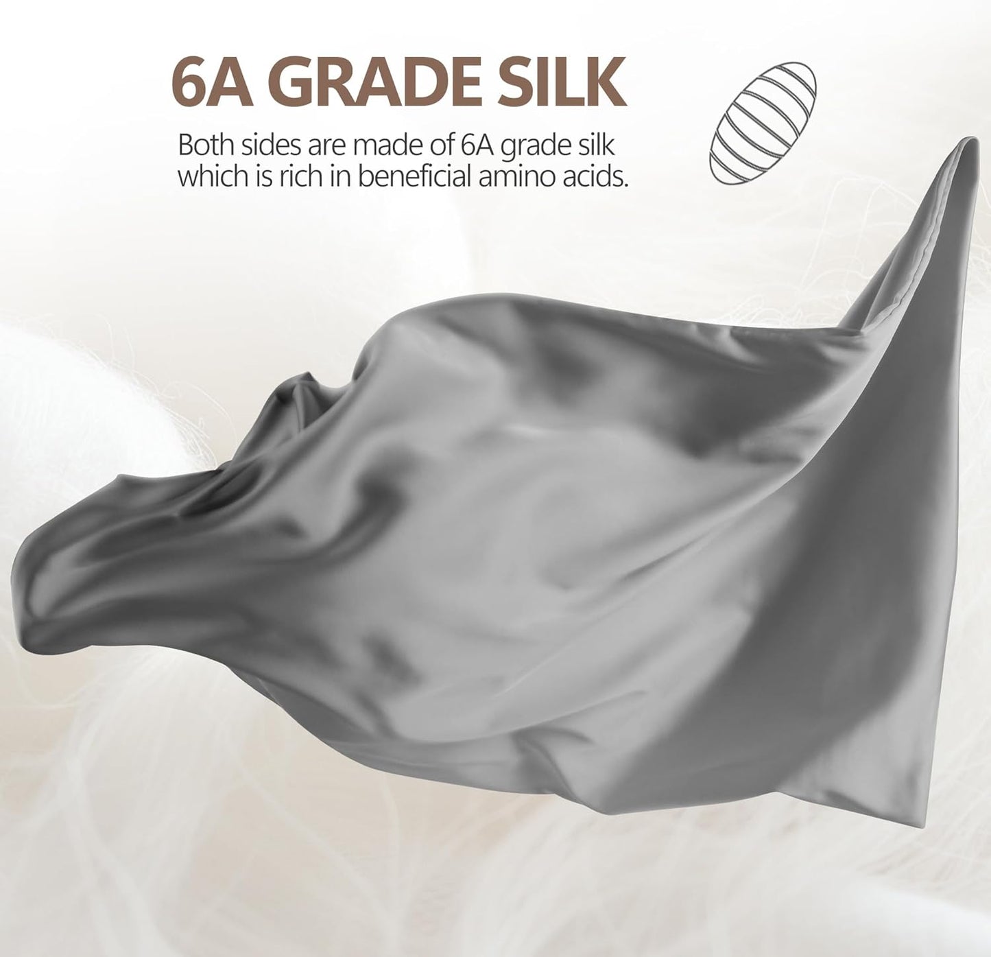 Skiennix 100% Mulberry Silk Pillowcases - Hypoallergenic & Anti-Aging, 2-Pack | Standard Size, Gray