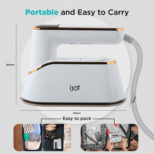 iJoy Travel Steamer Iron 1200W Portable Handheld with 4 Modes & LCD Display – Fast Heating in 10s, 180° Swivel Handle, Powerful Wrinkle Remover for Home, Dorm & Travel| Plancha a Vapor Para Ropa