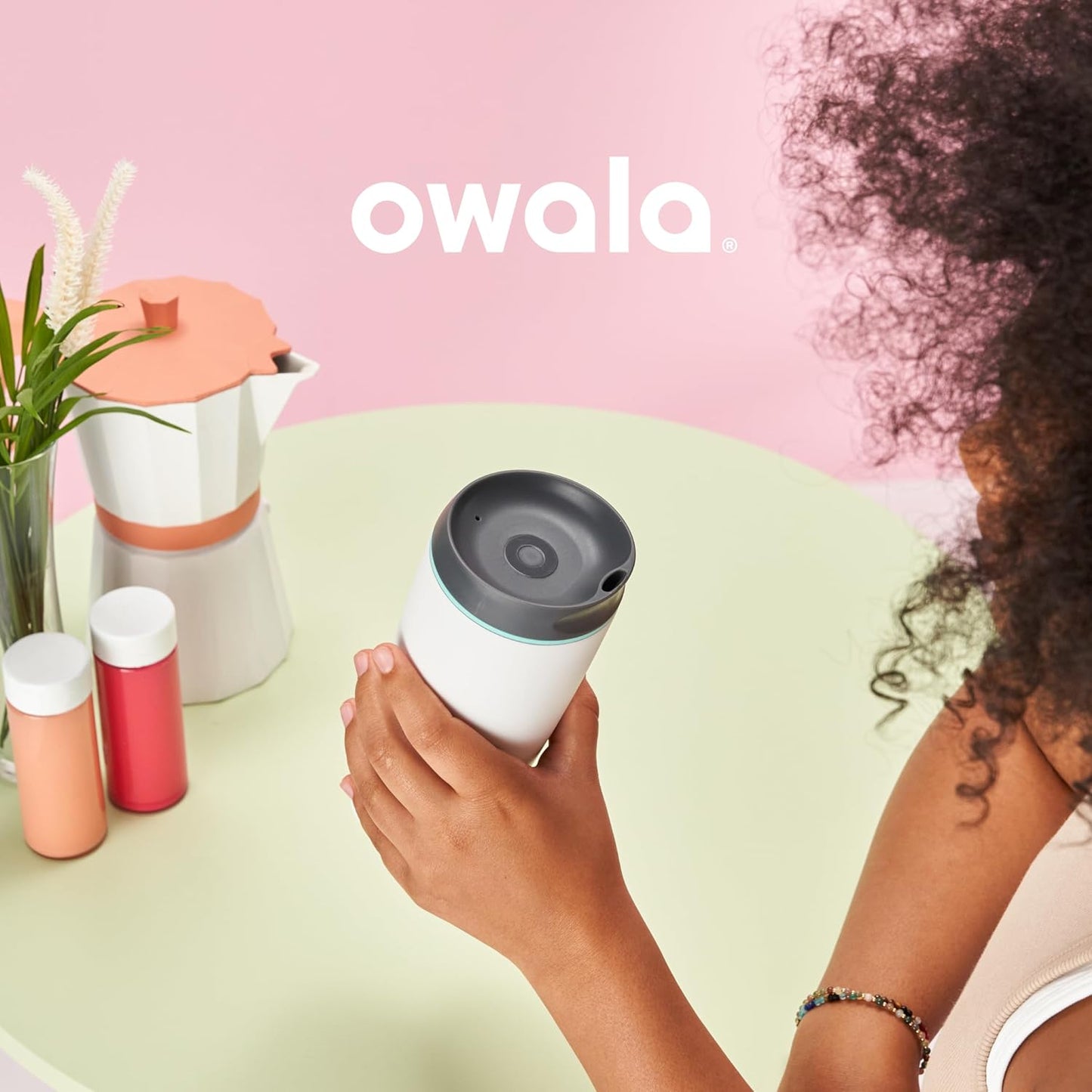 Owala SmoothSip Insulated Stainless Steel Coffee Tumbler - 20 oz Reusable Travel Mug in Navy | BPA Free