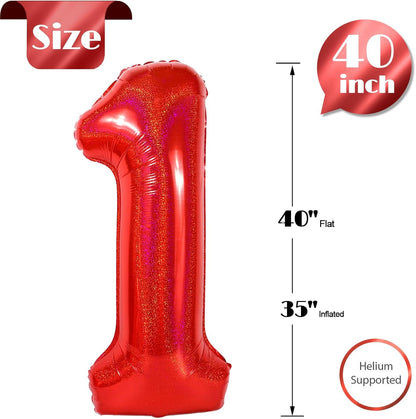 Regine Switzerland 40-Inch Red Number 1 Balloon - Perfect First Birthday Decoration for Girls
