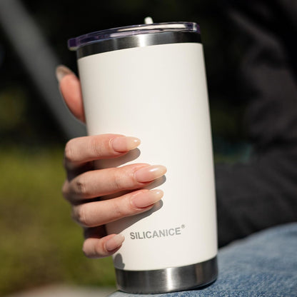 Skiennix 20oz Stainless Steel Vacuum Insulated Tumbler - Hygienic, BPA-Free, Fits Cup Holders | Cream