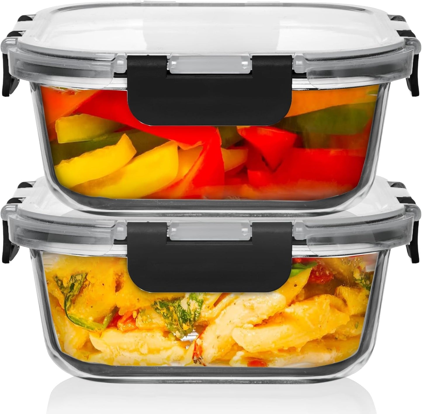 Razab Glass Food Storage Containers - Airtight & Leakproof 1200ML | Microwave, Oven, Freezer Safe, BPA Free
