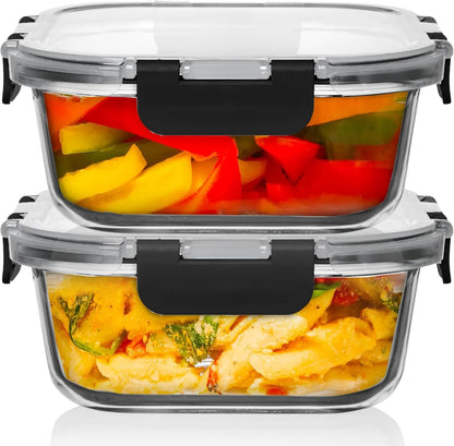 Razab Glass Food Storage Containers - Airtight & Leakproof 1200ML | Microwave, Oven, Freezer Safe, BPA Free