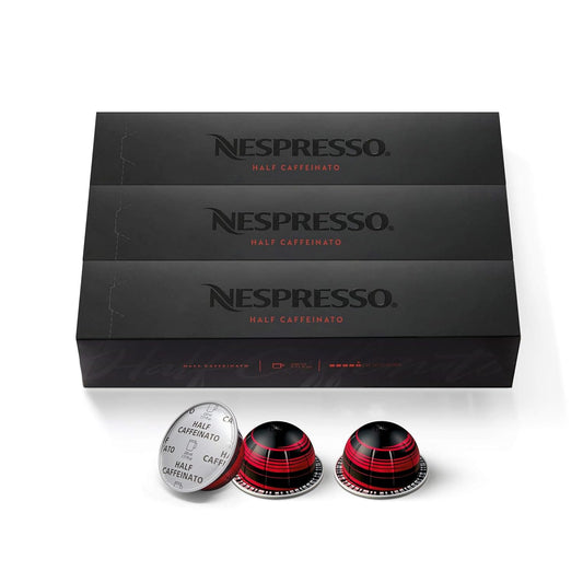 Nespresso Vertuo Half Caffeinato Coffee Pods - Mild Roast, 30-Count, Brews 7.8oz Cups