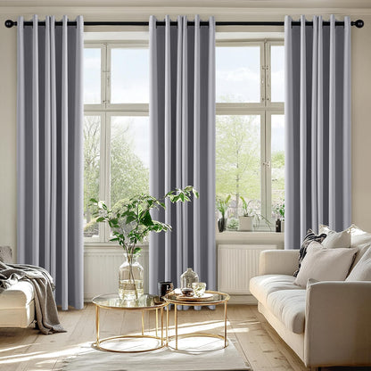 MIULEE Light Grey Blackout Curtains - Thermal Insulated Room Darkening Drapes | 72 Inches Long, 2 Panels