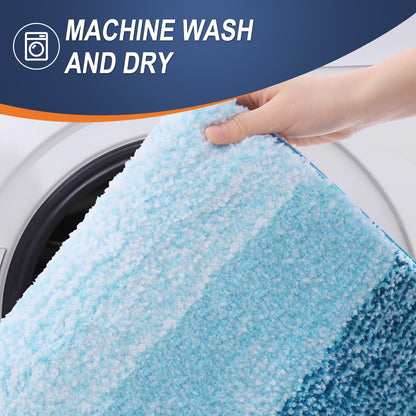 OLANLY Bathroom Runner Rugs Mat 44x24, Extra Soft Absorbent Microfiber Bath Rugs, Rubber Backing, Quick Dry, Washable Long Bath Mats for Bathroom, Tub and Shower, Home Decor Accessories, Peacock Blue