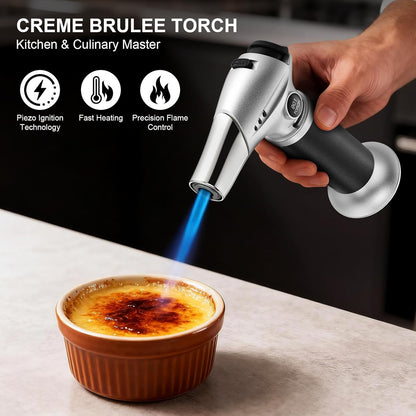 TBTEEK Butane Torch - Adjustable Flame Kitchen Torch with Safety Lock for Cooking, BBQ & Baking