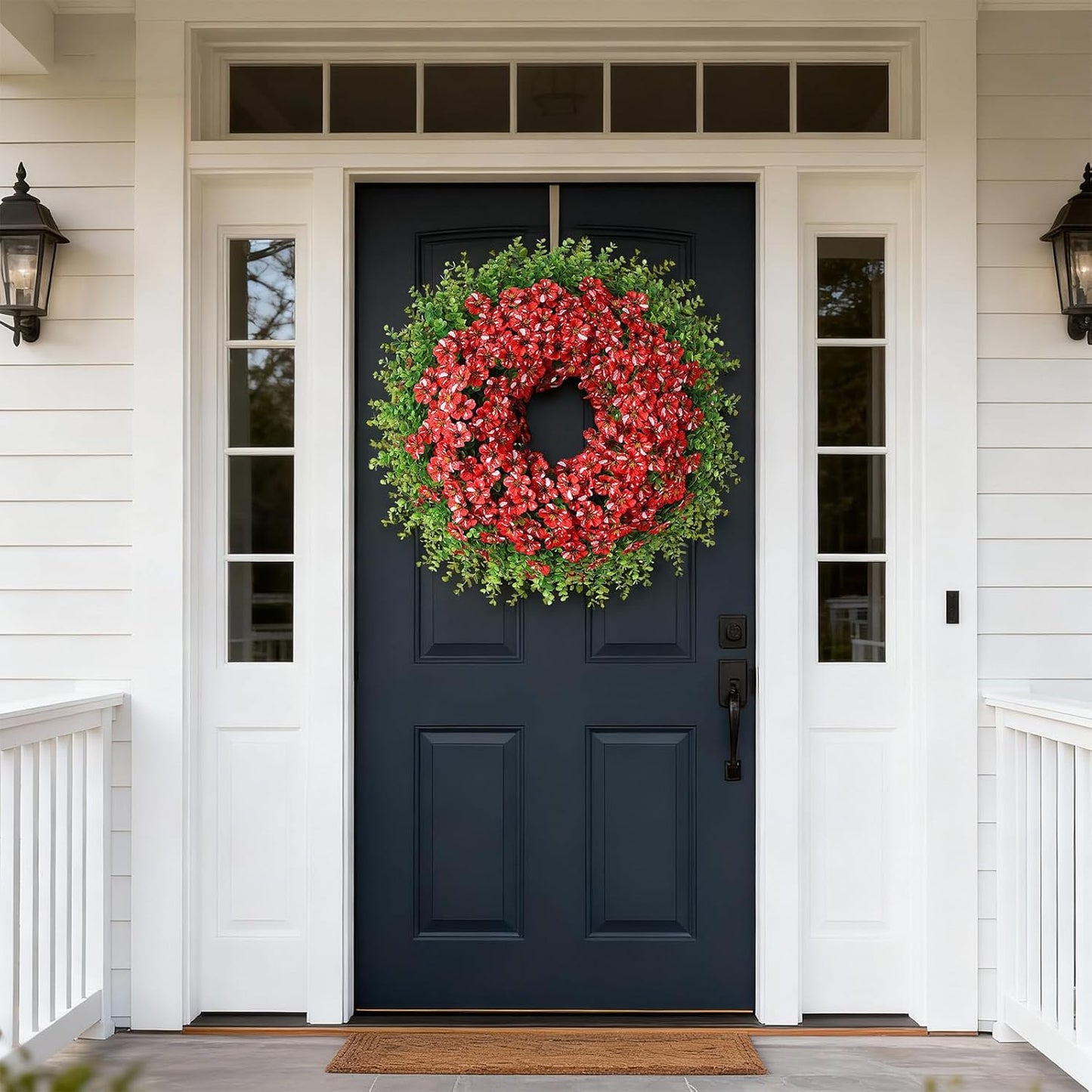 Starry Sky Morning Glory Wreath by [Brand Name] - 26" Faux Eucalyptus & Flower Decor for Spring/Summer
