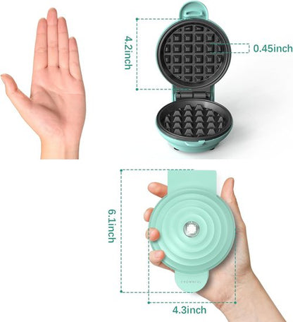 CROWNFUL Mini Waffle Maker - 4" Compact Chaffle Maker with Non-Stick Surface & Recipe Guide