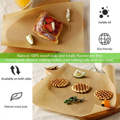 QYH Parchment Paper Sheets - 100 Unbleached Precut Baking Sheets | 8x12 Inches for Cookies, Frying & Grilling