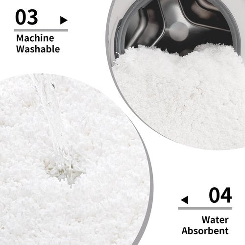 Disolla White Bathroom Rug 17x24 - Non-Slip Plush Small Bath Mat, Highly Absorbent & Ultra Soft Fluffy Floor Mat, Machine Washable for Shower and Tub