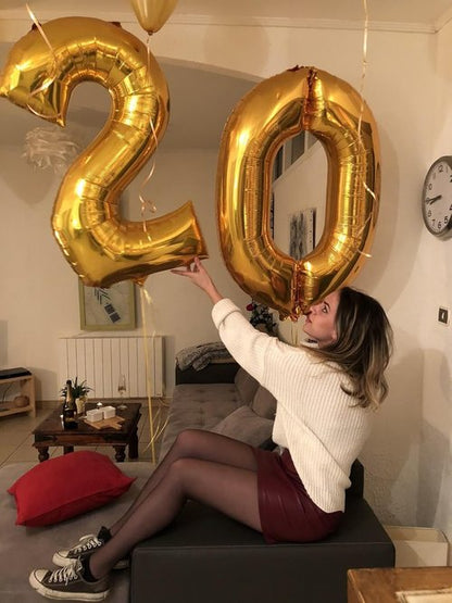 Gold 20 Number Balloon - 40 Inch Foil Balloon for Happy 20th Birthday Celebrations & Events