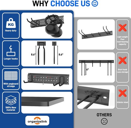 Garage Storage Rack by [Brand Name] - 48 Inch Adjustable Tool Organizer with 440lbs Capacity | Ideal for Garden Tools & Yard Shed
